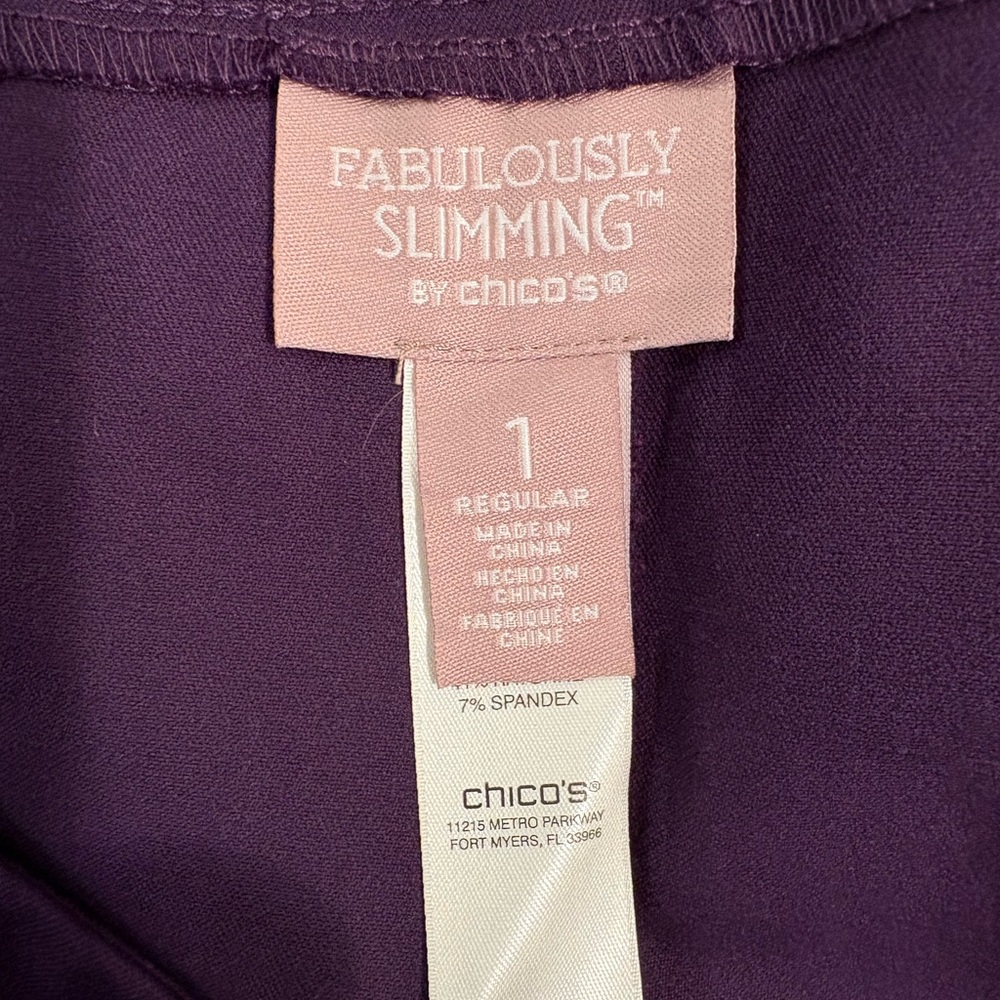 Chico's Fabulously Slimming Deep Purple Pants Chico size 1 or medium pull on - Picture 3 of 9